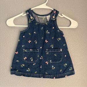 Vintage Y2K First Impressions  Embroidered Floral Denim Dress Size 12 Months